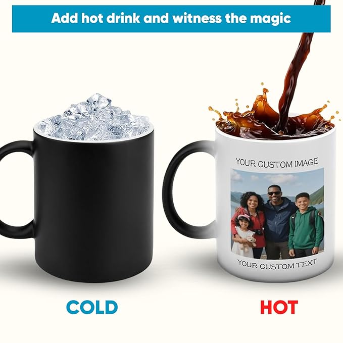 Personalised Black Magic Mug (325 ml) – Heat Sensitive Photo Reveal Mug