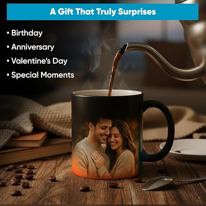 Personalised Black Magic Mug (325 ml) – Heat Sensitive Photo Reveal Mug