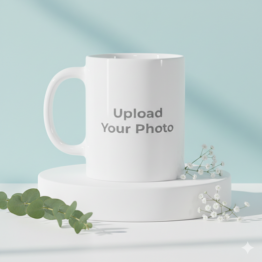 Personalised White Photo Mug (325 ml) – Custom Name & HD Photo Print